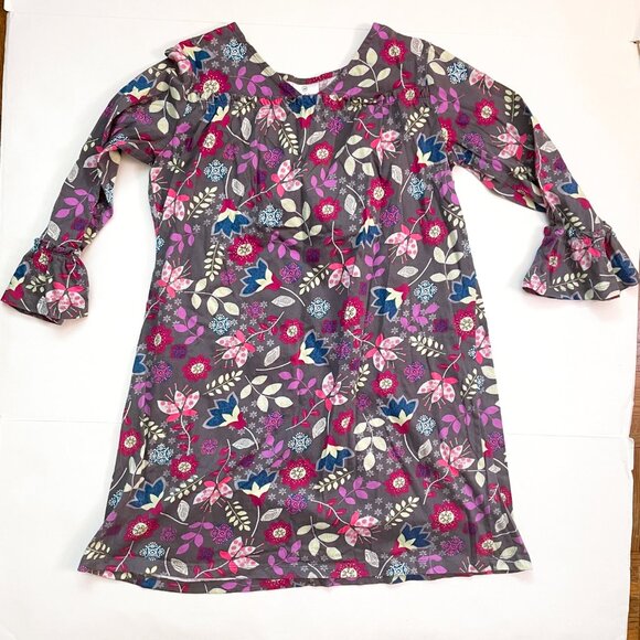 Hanna Andersson Gray Floral Dress, Size 12 - Picture 1 of 4